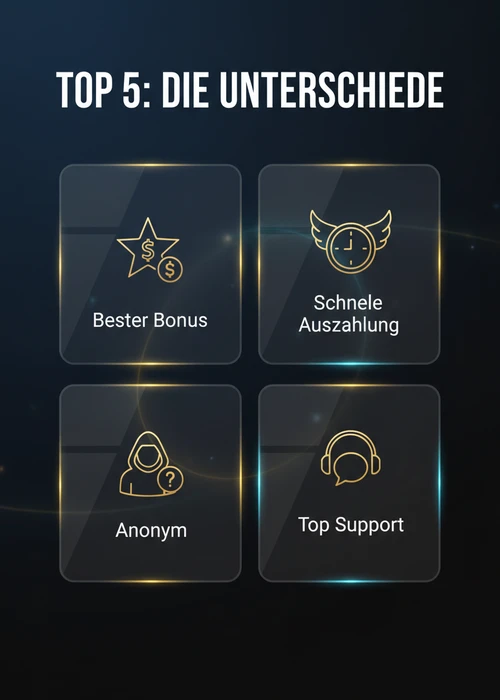 Was die Top 5 Crypto Casinos unterscheidet — bester Bonus, schnelle Auszahlung, anonym und Top Support.