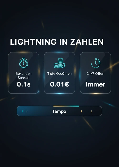 Lightning in Zahlen beim Crypto Casino — Sekunden schnell, tiefe Gebühren und 24/7 offen mit Tempo-Meter.